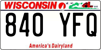 WI license plate 840YFQ