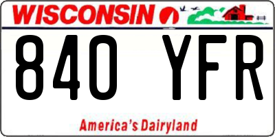 WI license plate 840YFR