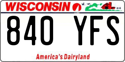 WI license plate 840YFS