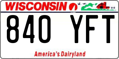 WI license plate 840YFT
