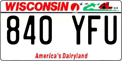 WI license plate 840YFU