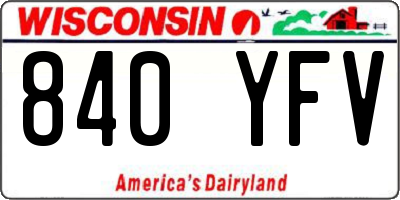 WI license plate 840YFV