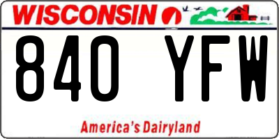 WI license plate 840YFW