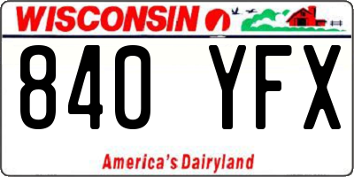 WI license plate 840YFX