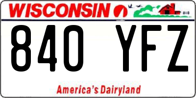 WI license plate 840YFZ