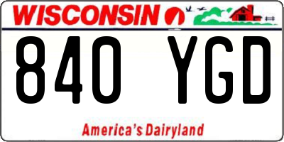 WI license plate 840YGD