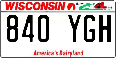 WI license plate 840YGH