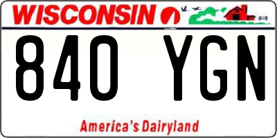 WI license plate 840YGN