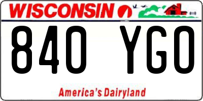 WI license plate 840YGO