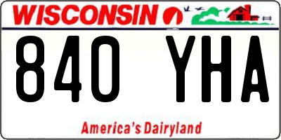 WI license plate 840YHA