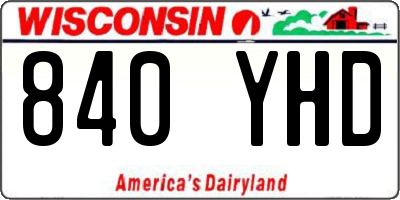 WI license plate 840YHD