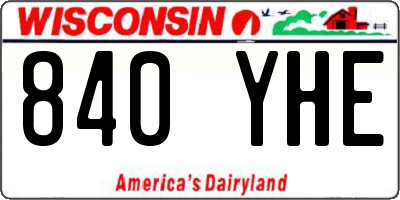 WI license plate 840YHE
