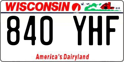 WI license plate 840YHF