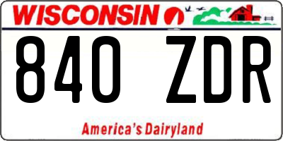 WI license plate 840ZDR