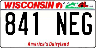 WI license plate 841NEG