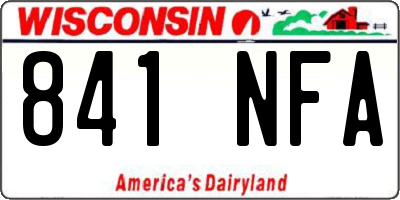 WI license plate 841NFA
