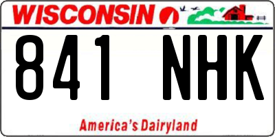 WI license plate 841NHK