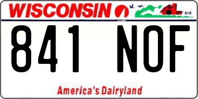 WI license plate 841NOF