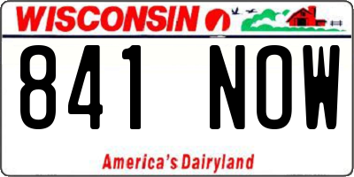 WI license plate 841NOW