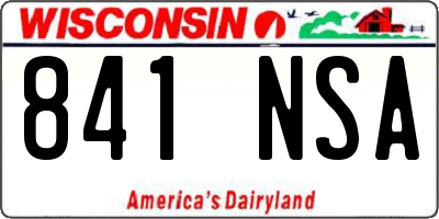 WI license plate 841NSA
