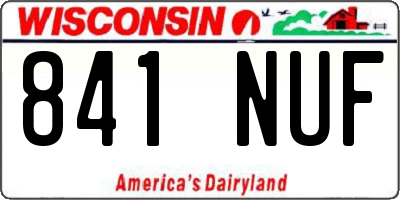 WI license plate 841NUF