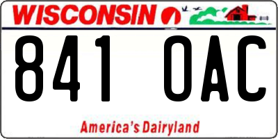 WI license plate 841OAC