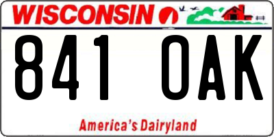 WI license plate 841OAK