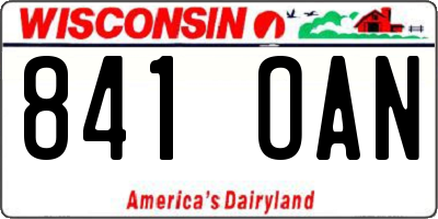 WI license plate 841OAN