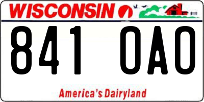 WI license plate 841OAO