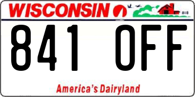 WI license plate 841OFF