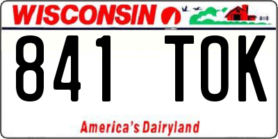 WI license plate 841TOK