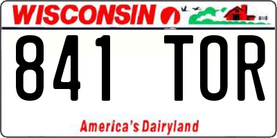 WI license plate 841TOR