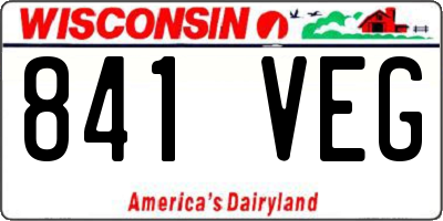 WI license plate 841VEG