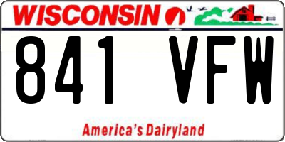 WI license plate 841VFW