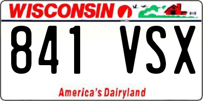 WI license plate 841VSX
