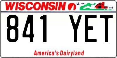 WI license plate 841YET