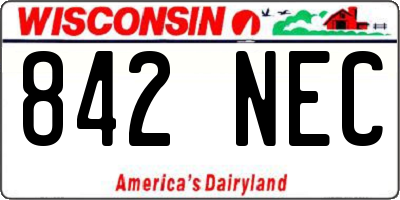 WI license plate 842NEC