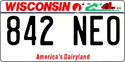 WI license plate 842NEO