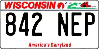 WI license plate 842NEP