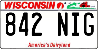 WI license plate 842NIG