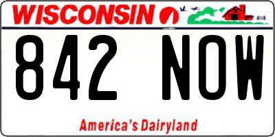 WI license plate 842NOW