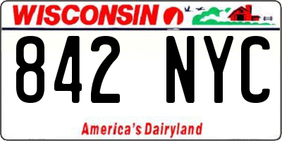 WI license plate 842NYC