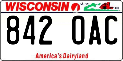 WI license plate 842OAC