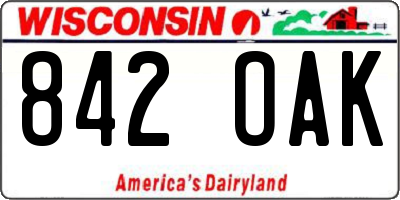 WI license plate 842OAK