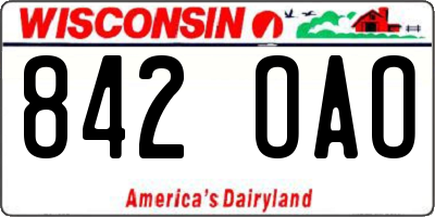WI license plate 842OAO