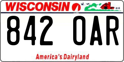 WI license plate 842OAR