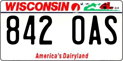 WI license plate 842OAS
