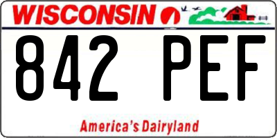 WI license plate 842PEF