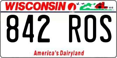 WI license plate 842ROS