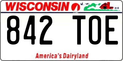 WI license plate 842TOE